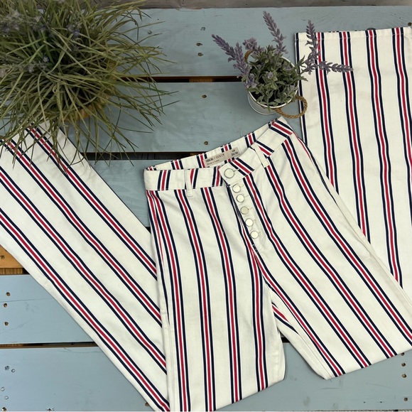 ASOS Design Tall Full Length Wide Straight Leg Striped Jeans Size 26x36 - Picture 5 of 10